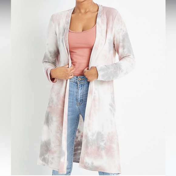 Maurices Sweaters - maurices Pink Tie Dye Duster Cardigan